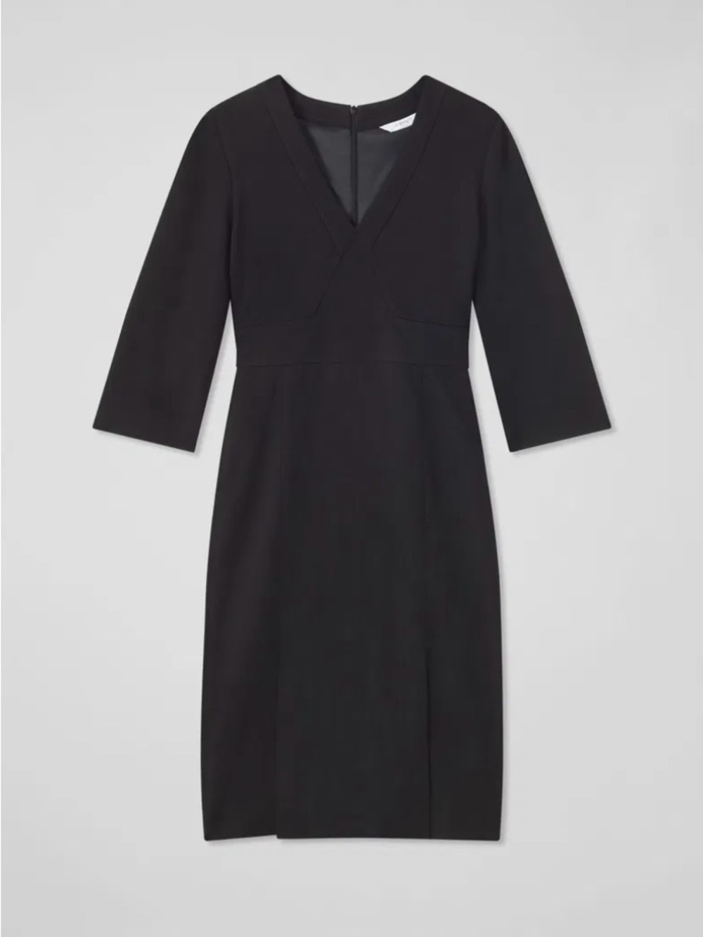 LK Bennett Black V-Neck Long Sleeve Sheath Dress